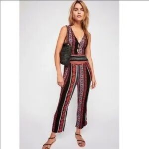 FP Movement by Free People Striped Jumpsuit in Red and Black
